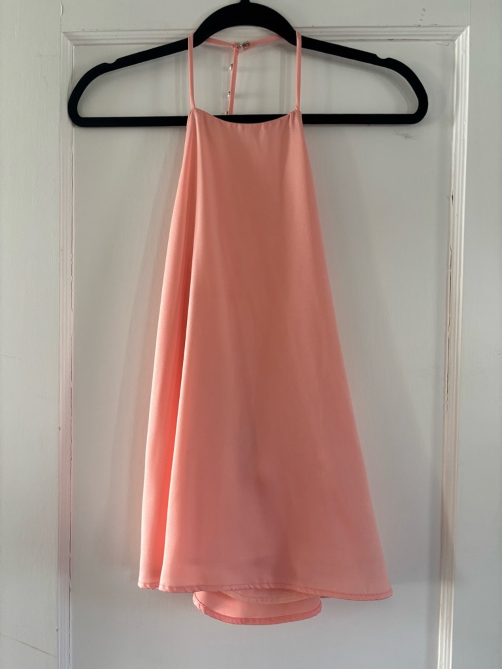 Pink Halter Top with Back Pearl Detail